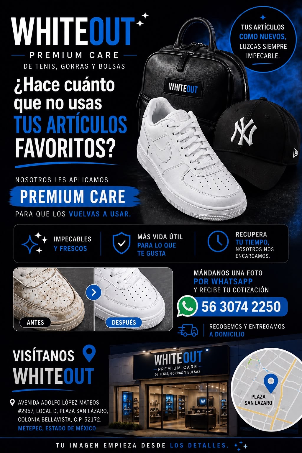WhiteOut: cuidado premium de tenis, gorras y bolsas